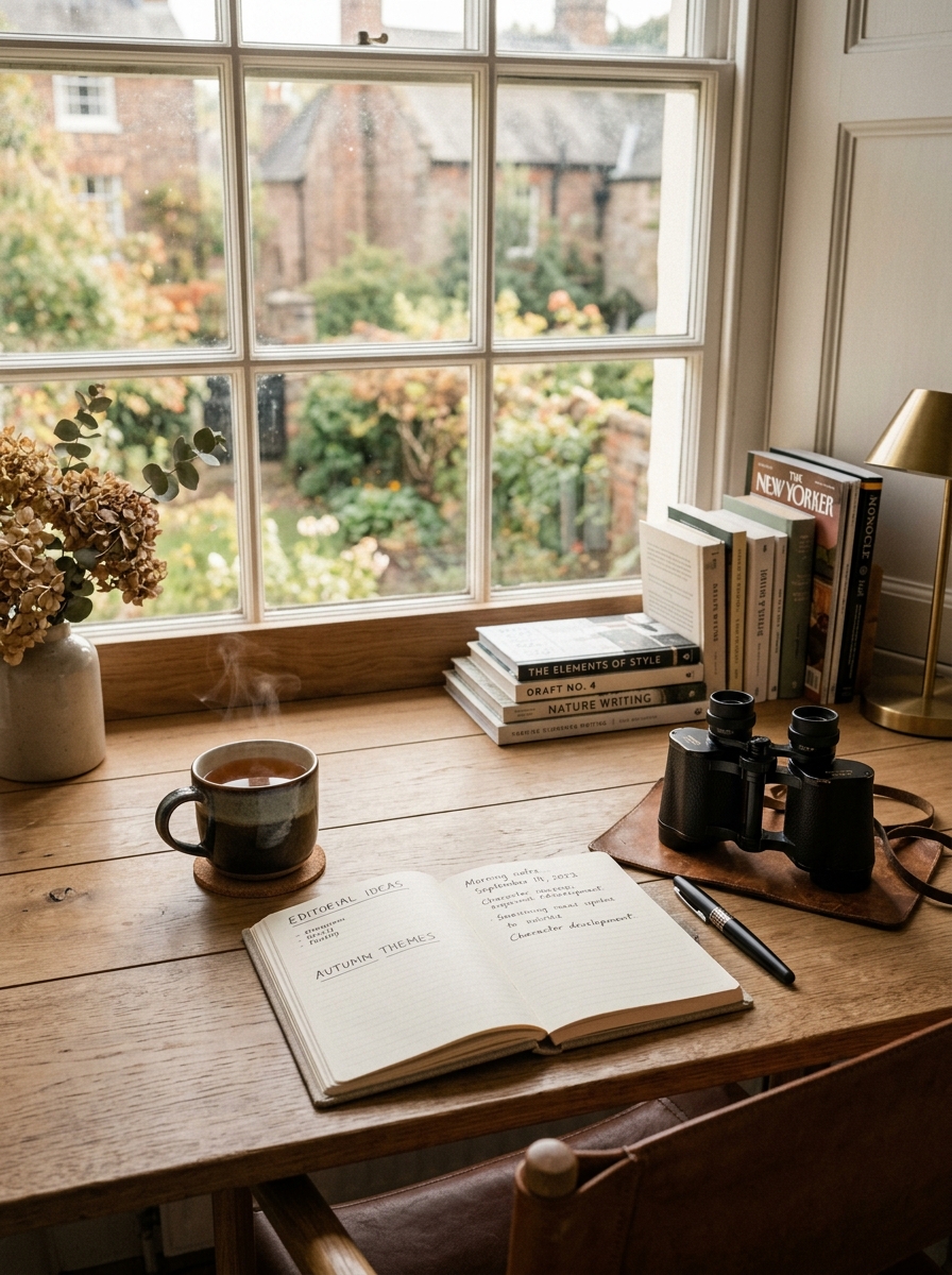 Cozy writing workstation representing contact